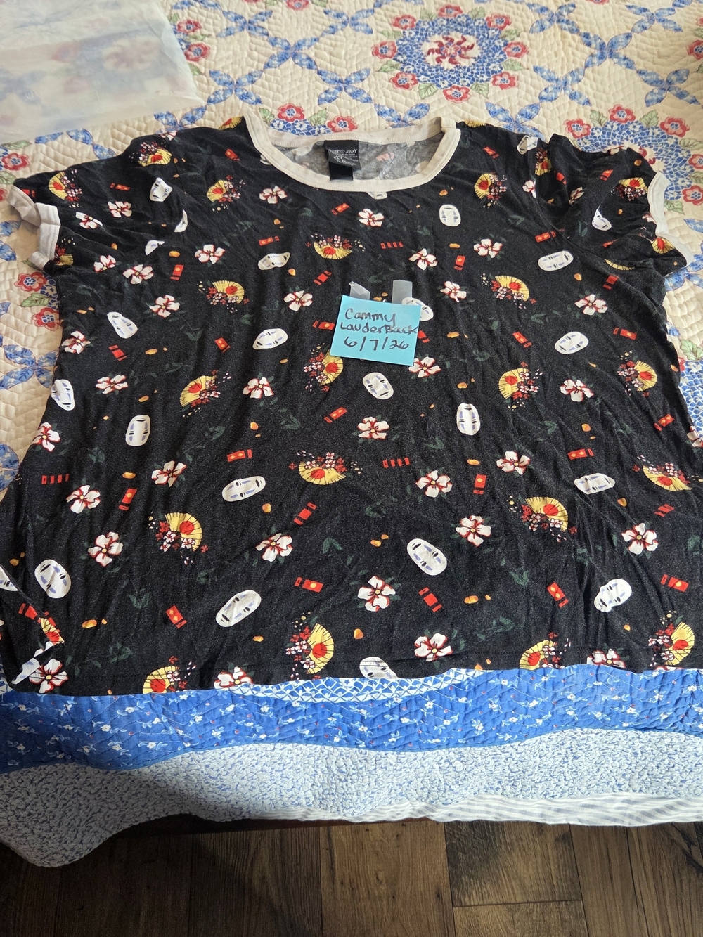 Spirited Away No Face Floral Ringer Tee